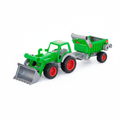 Igračka traktor sa kašikom i prikolicom