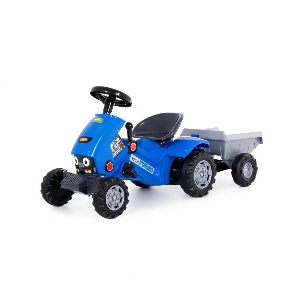 Traktor na pedale sa prikolicom plavi