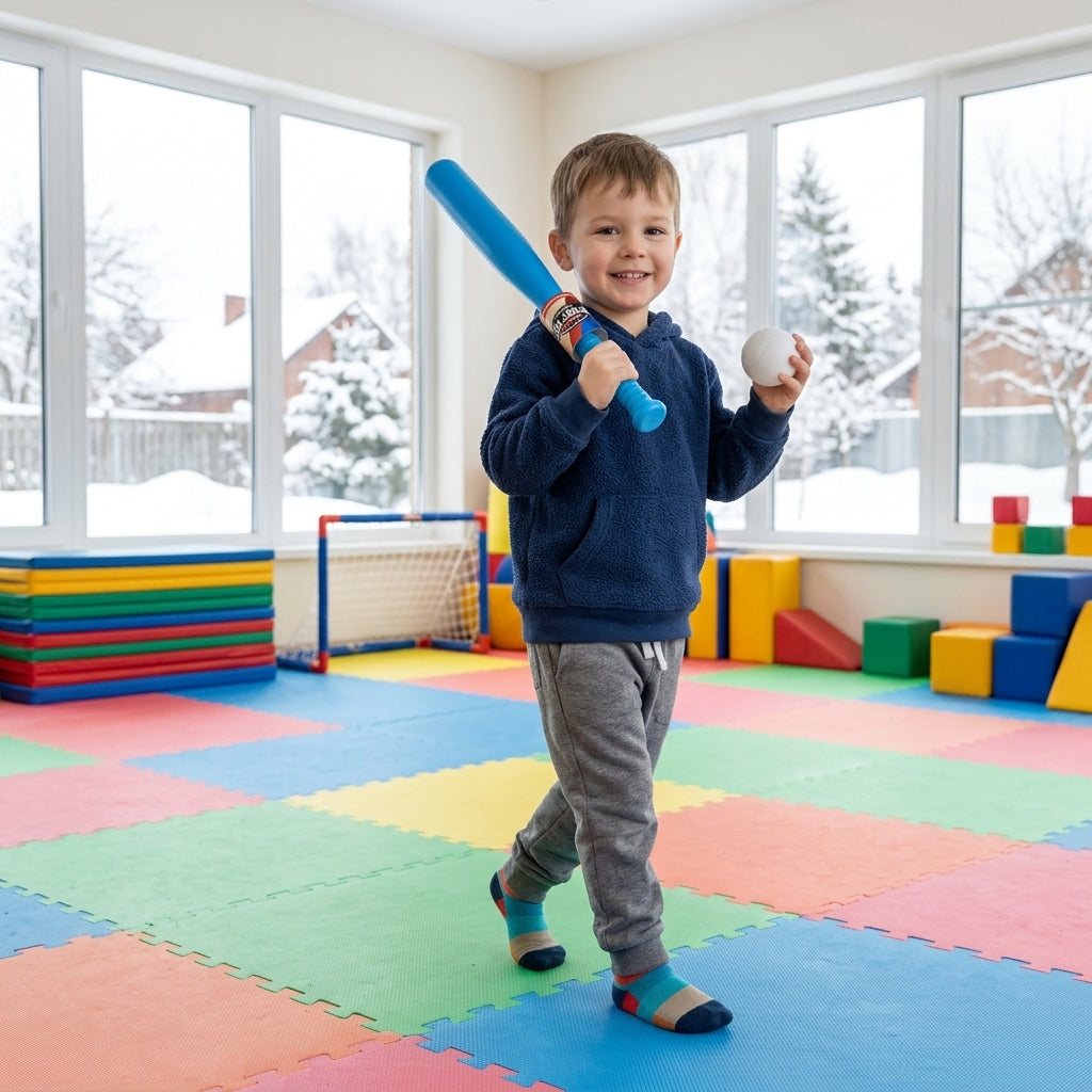 Bejsbol set veliki za decu u sportskoj igraonici tokom zime
