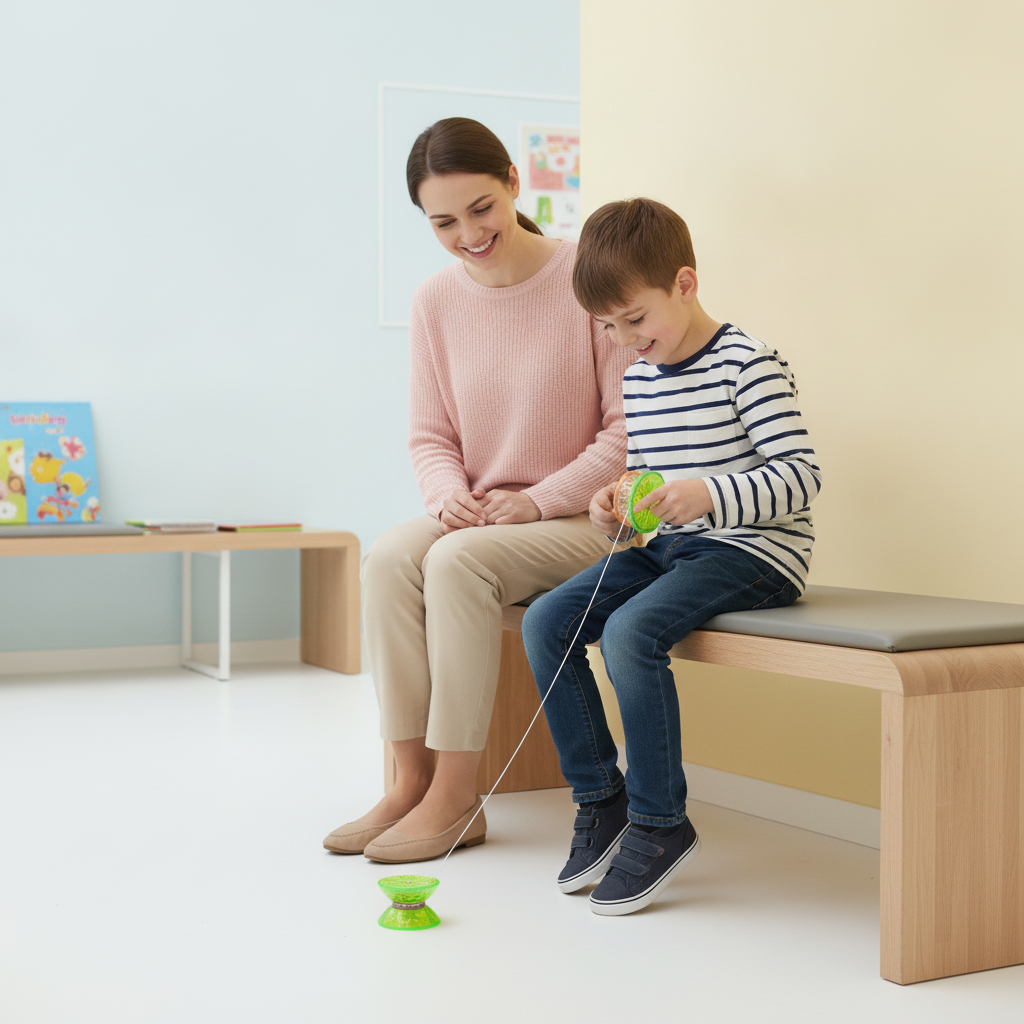 Jo-Jo za decu dok dečak prekraćuje vreme u čekaonici