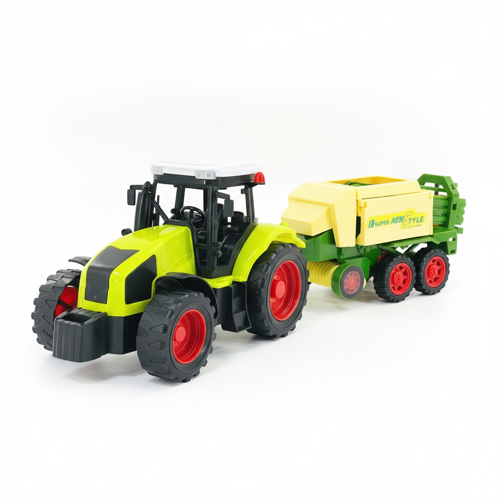 Igračka traktor sa zelenom baliračom