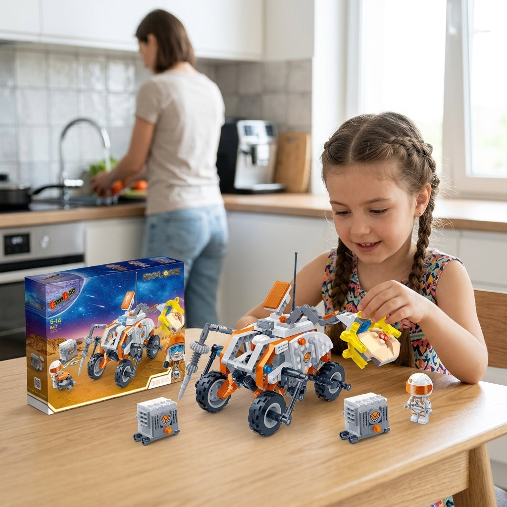 Kocke Rover 327 delova na kuhinjskom stolu tokom dečje igre