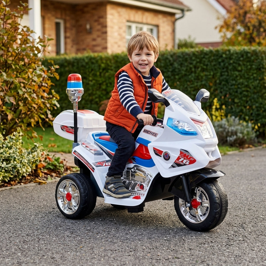Motor na akumulator beli 112 cm ispred porodične kuće na asfaltiranom prilazu