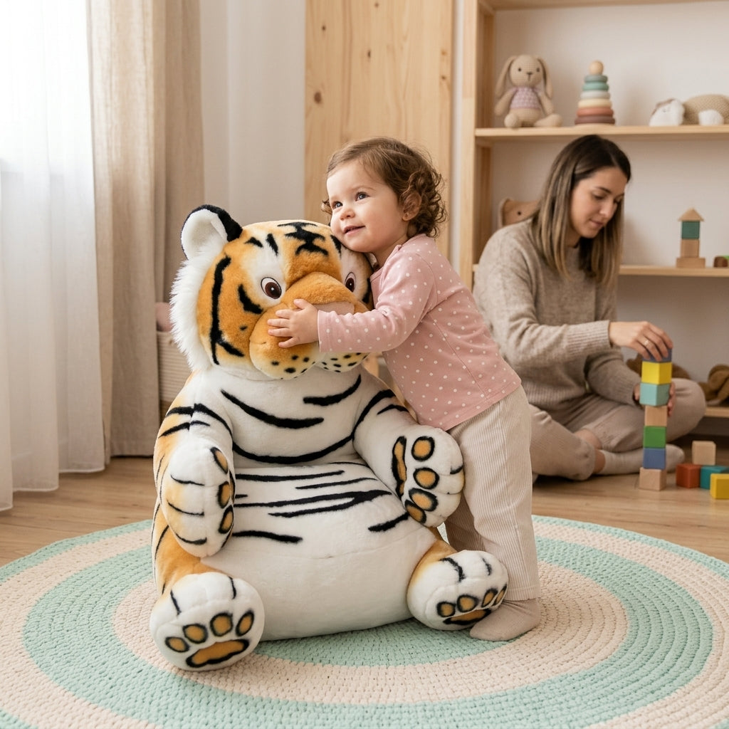 Plišana sofa tigar u kutku za igru u dečijoj sobi