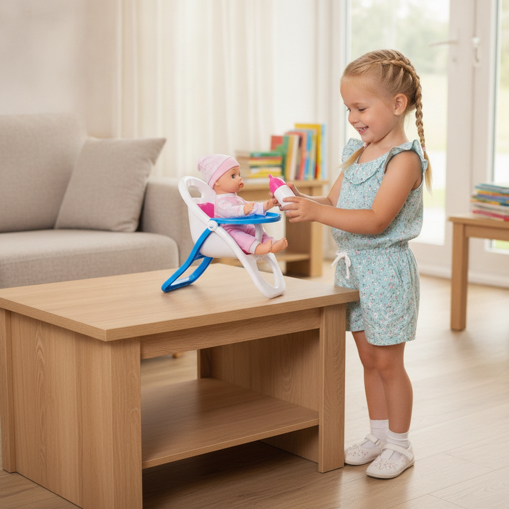 Lutka set – devojčica se igra nege i hranjenja bebe lutke