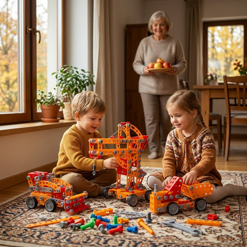 Konstruktor set 3 u 1 235 delova - deca sklapaju građevinska vozila na tepihu