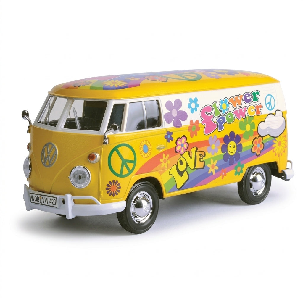 Metalni autić Volkswagen hipi kombi Flower Power 1:24