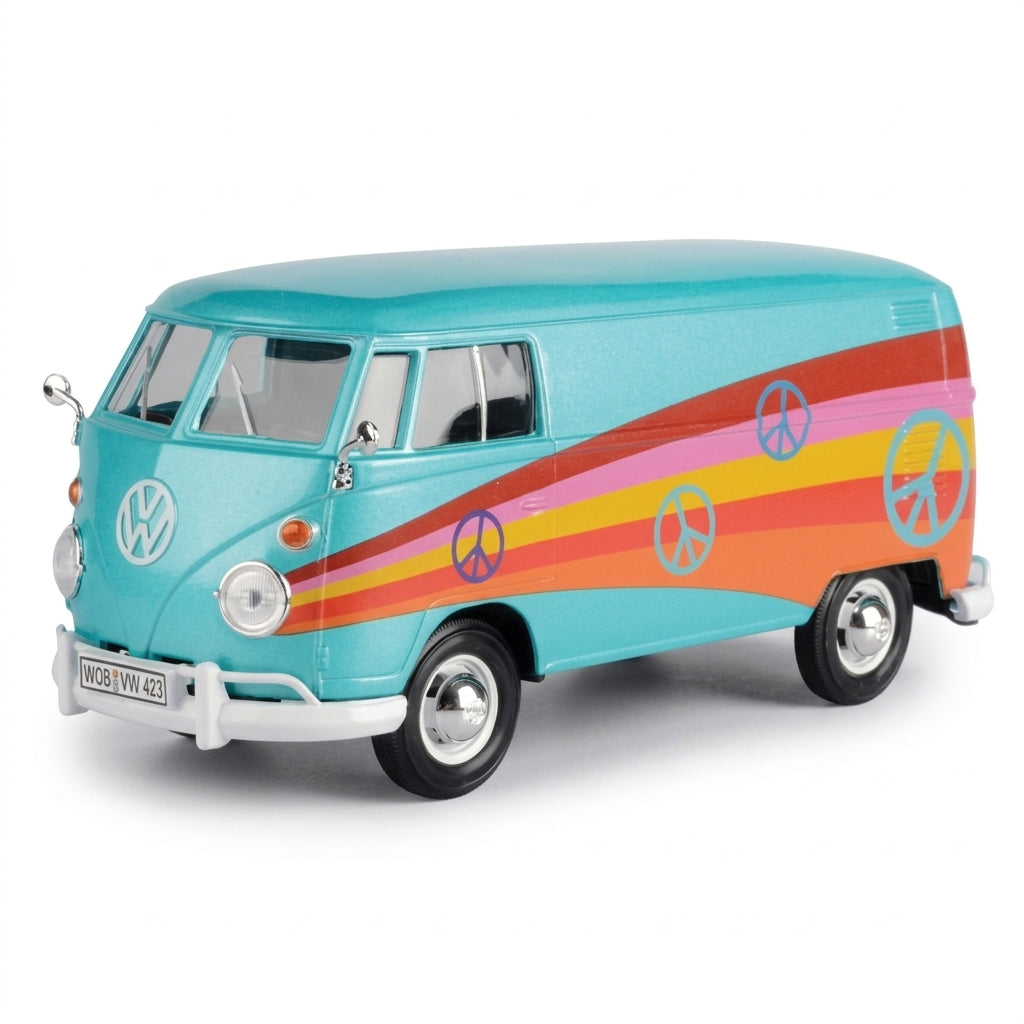 Metalni autić Volkswagen kombi dugine boje 1:24