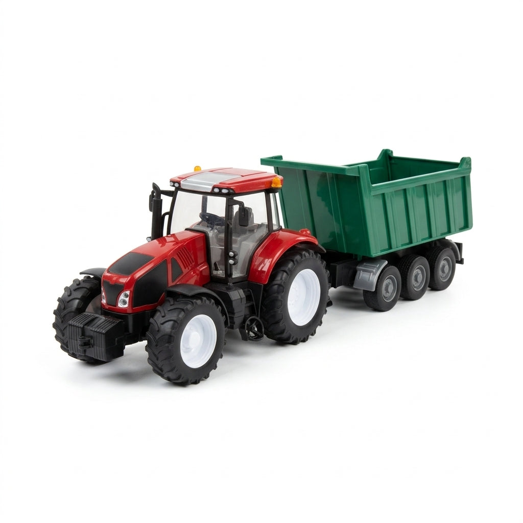 Igračka traktor sa prikolicom u kutiji