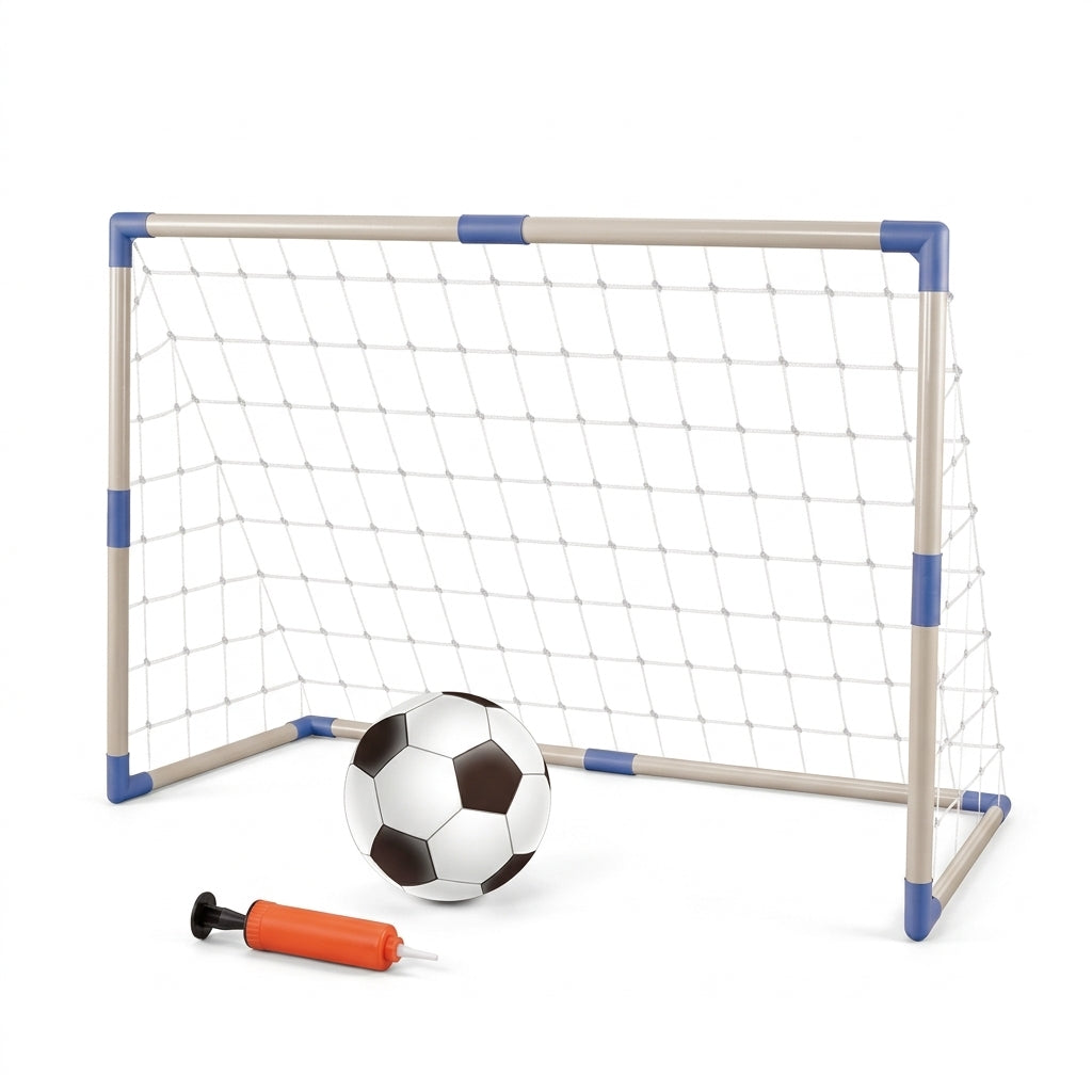 Fudbalski gol sa mrežom loptom i pumpom