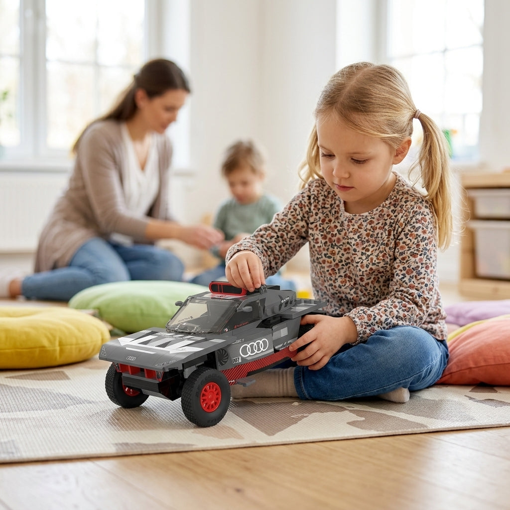 Auto Audi RS E-TRON kocke u vrtiću na podu za igru