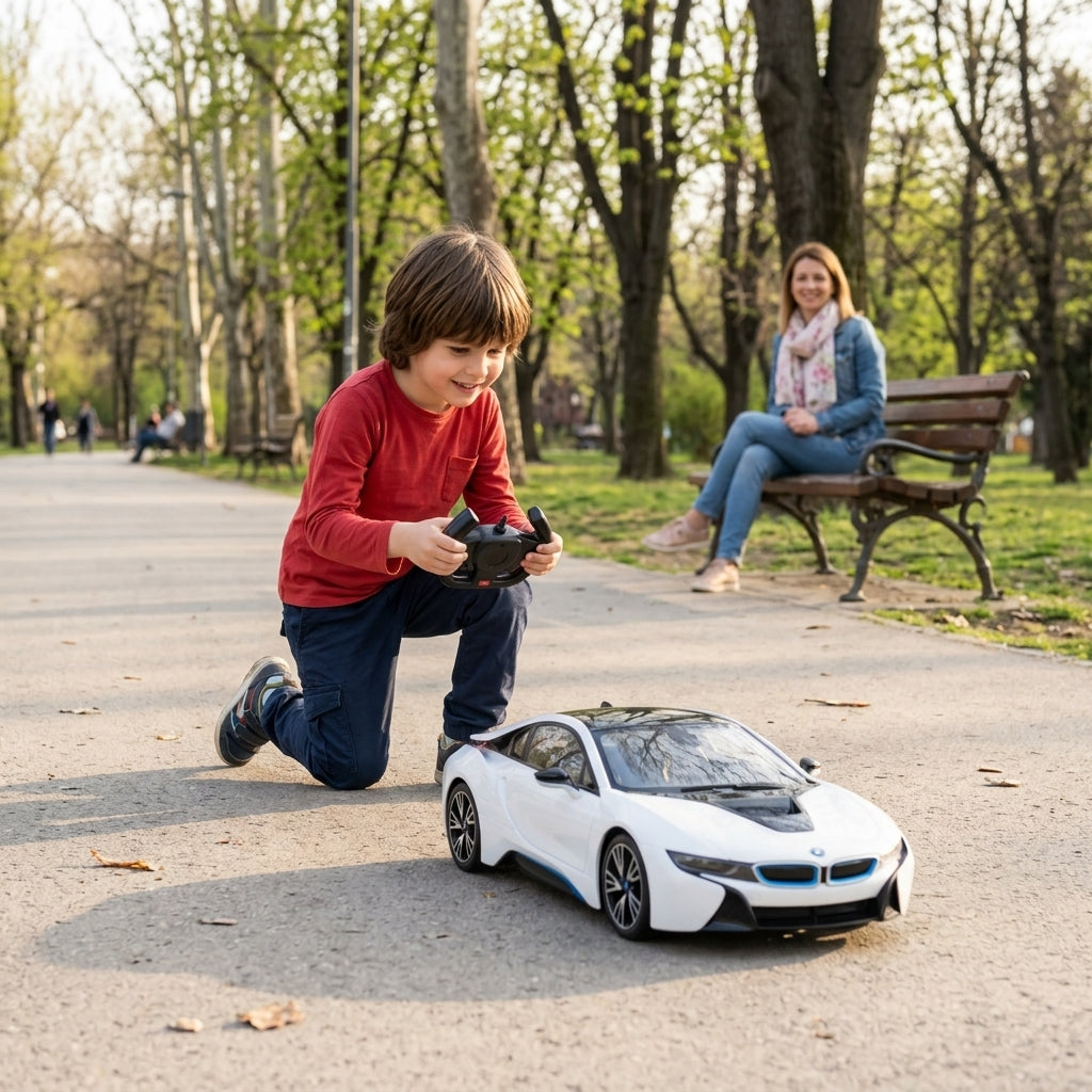 Auto na daljinski BMW 40 cm u gradskom parku na glatkom platou