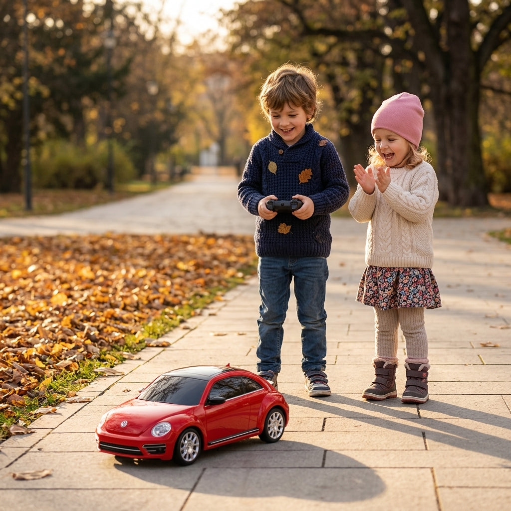 Auto na daljinski Volkswagen Buba 1:24 crveni model na stazi u parku