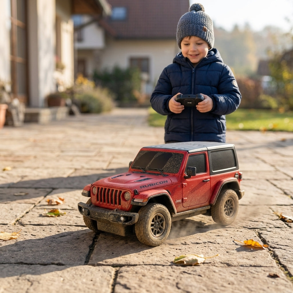 Auto Jeep Wrangler Rubicon na daljinski na popločanoj stazi terase