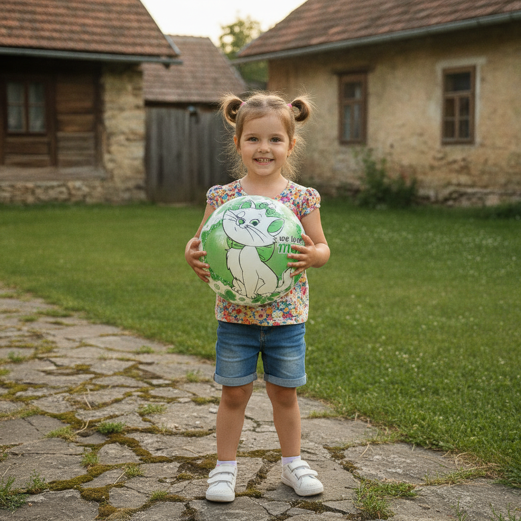 Lopta velika za decu u dvorištu seoske kuće