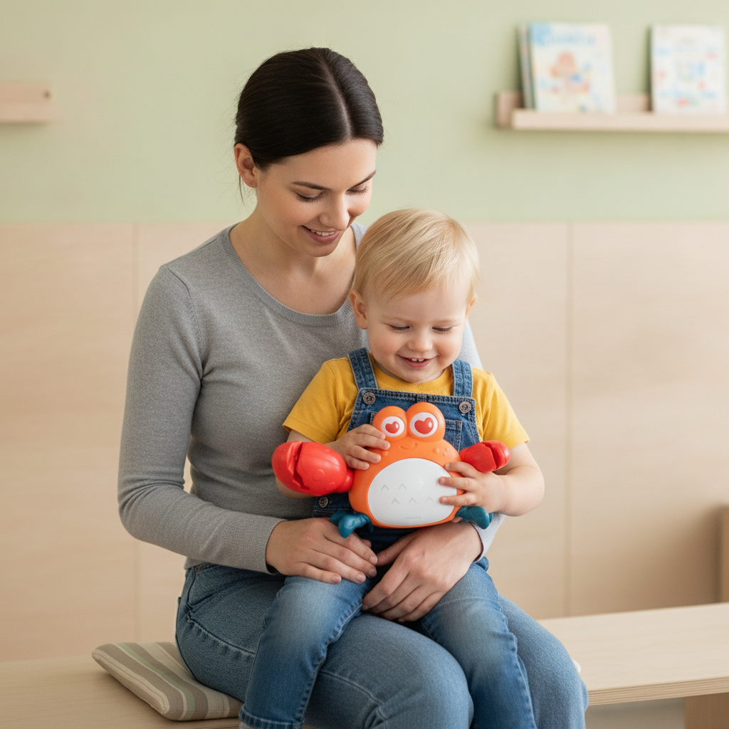 Muzički rak za bebe u krilu deteta u čekaonici pedijatrijske ordinacije