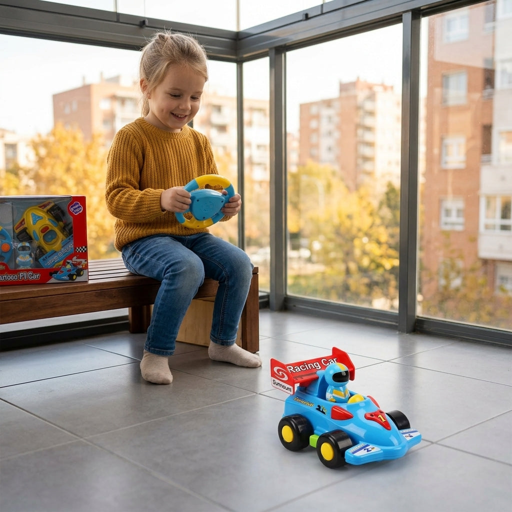 Auto formula na daljinski miks boje na glatkom podu zastakljene terase