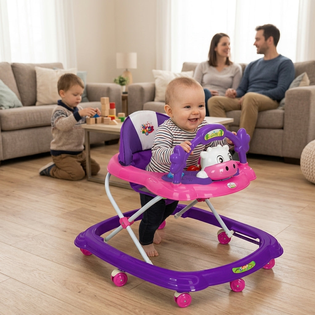 Dubak za bebe ljubičasti tokom igre u dnevnoj sobi prijatelja