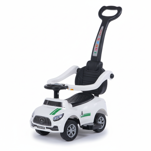 Auto guralica sa ručkom bela sa naslonom